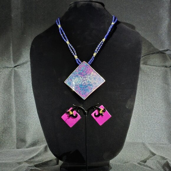 Blue & Purple Square Jewlery Set - Picture 4 of 6